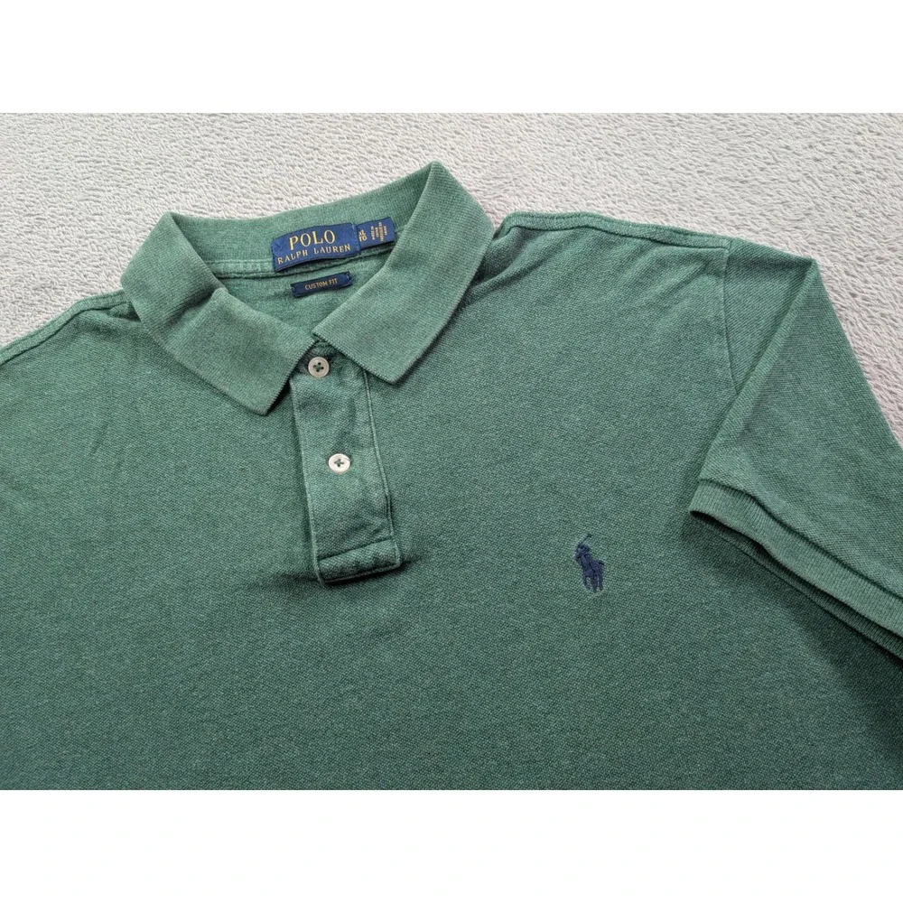 Polo Ralph Lauren Mens XL Custom Fit Green Short Sleeve Pique Polo Shirt